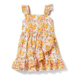 Janie and Jack Marigold Floral Ruffle Dress, Size 5